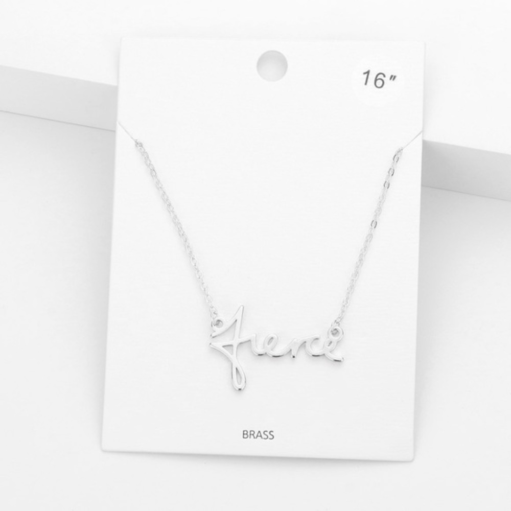 Silver fierce pendant message necklace